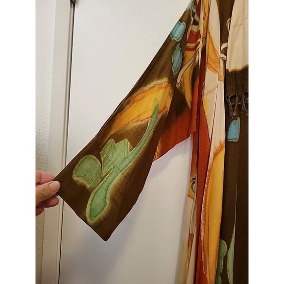 Essence by Mail Bali Boho Layered Dress Kaftan Burnt Orange Brown Med - Picture 5 of 11